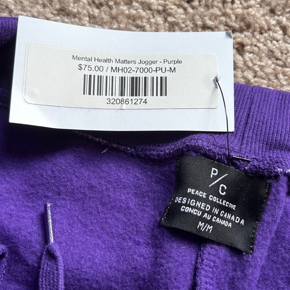 Peace Collective Mental Health Matters Purple Joggers NWT Size Medium - Picture 3 of 8